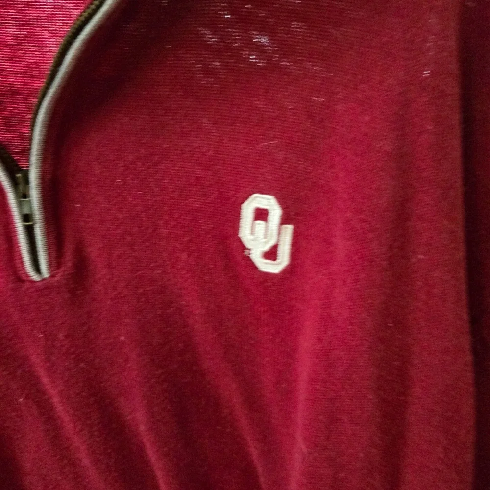 Vesi Sportswear Oklahoma Sooners Red Pima Cotton Quarter Zip Sweater Mens XL OU